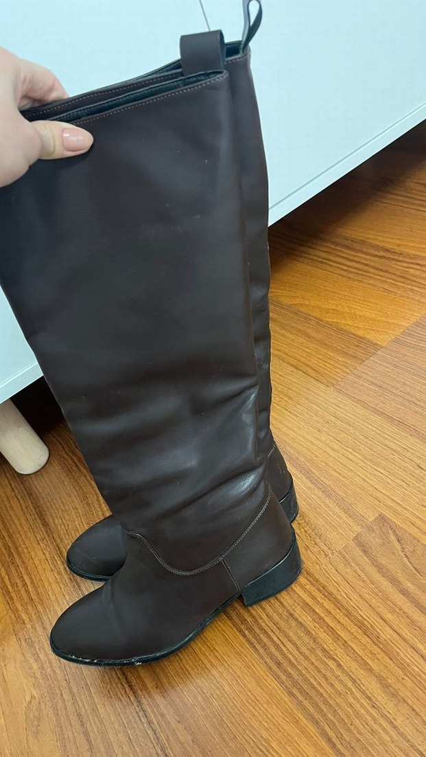 acı kahve Deri Kadın Dizüstü çizme - Görsel 4