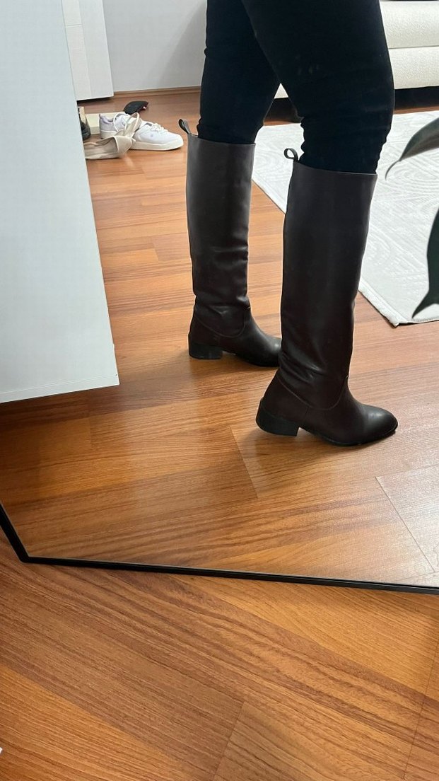 acı kahve Deri Kadın Dizüstü çizme - Görsel 2