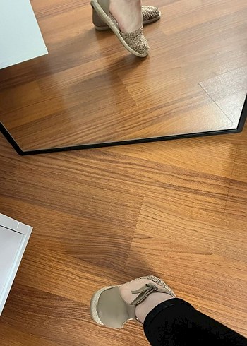 Bej Bantlı Dolgu Topuk Kadın Espadril - Görsel 2