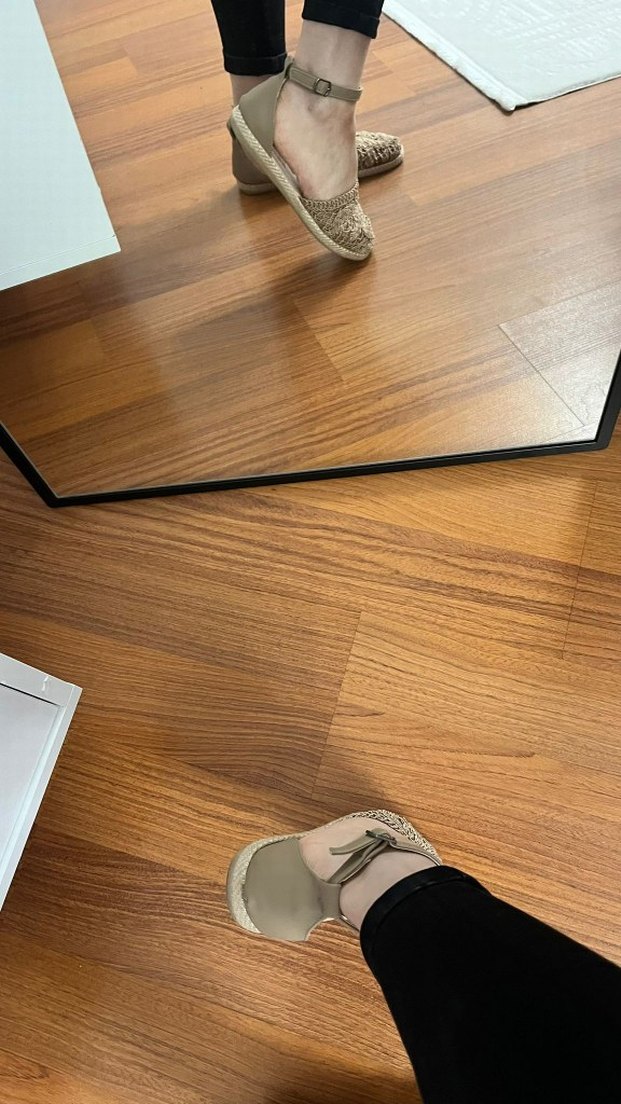 Bej Bantlı Dolgu Topuk Kadın Espadril - Görsel 2