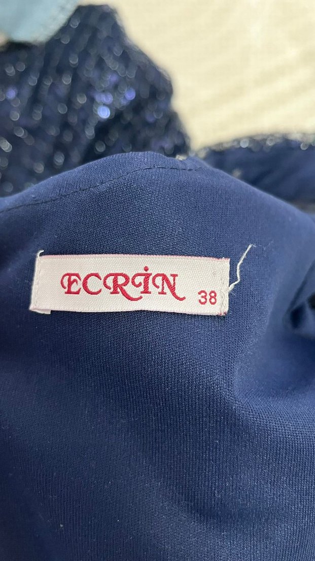 Lacivert Parlak Puantiyeli Uzun abiye - Görsel 4