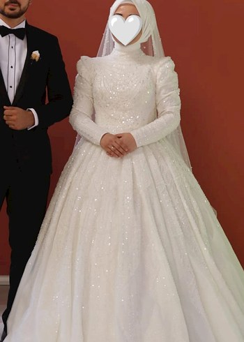 Yüksek Yakalı Vintage Prenses Gelinlik - Görsel 3