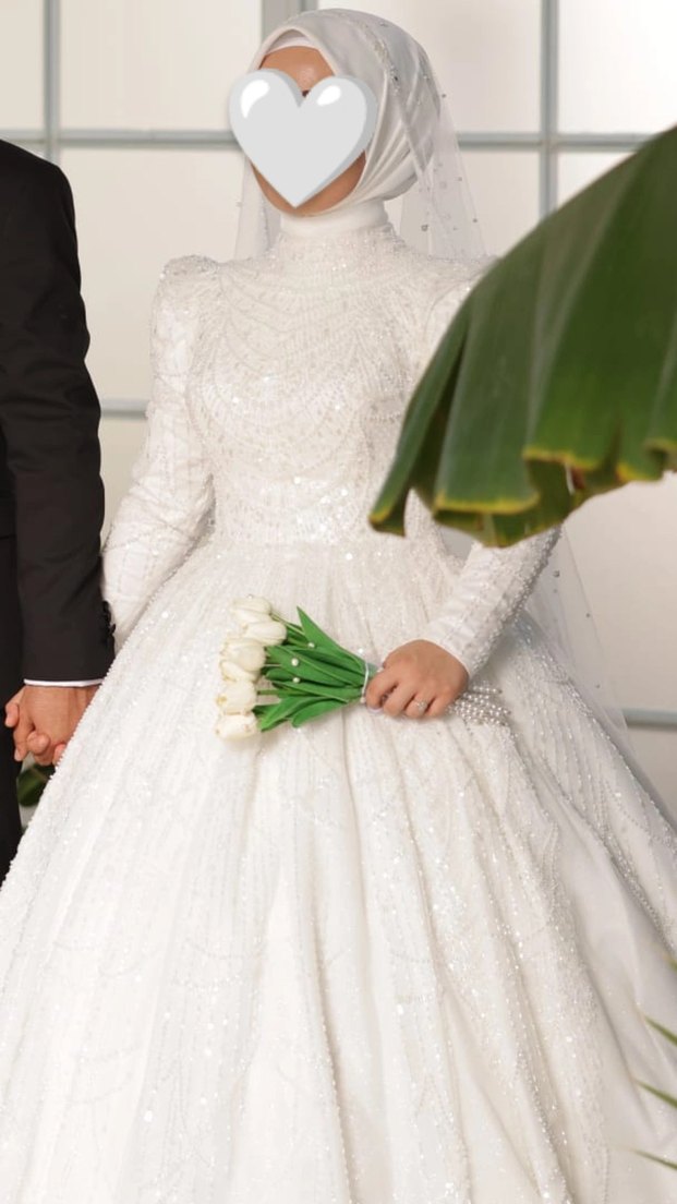 Yüksek Yakalı Vintage Prenses Gelinlik - Görsel 4