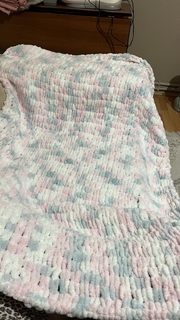 Çocuklar için çok renkli puffy örgü battaniye - Görsel 2