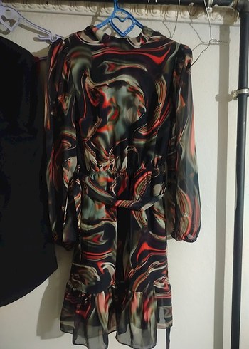 Avant-Garde Koyu Renkli Uzun Kollu Mini Elbise - Görsel 2