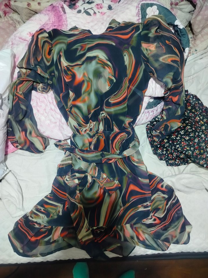 Avant-Garde Koyu Renkli Uzun Kollu Mini Elbise - Görsel 3