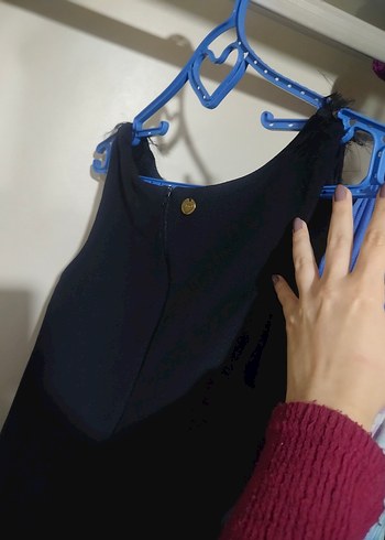 püsküllü siyah mini-midi elbise - Görsel 3