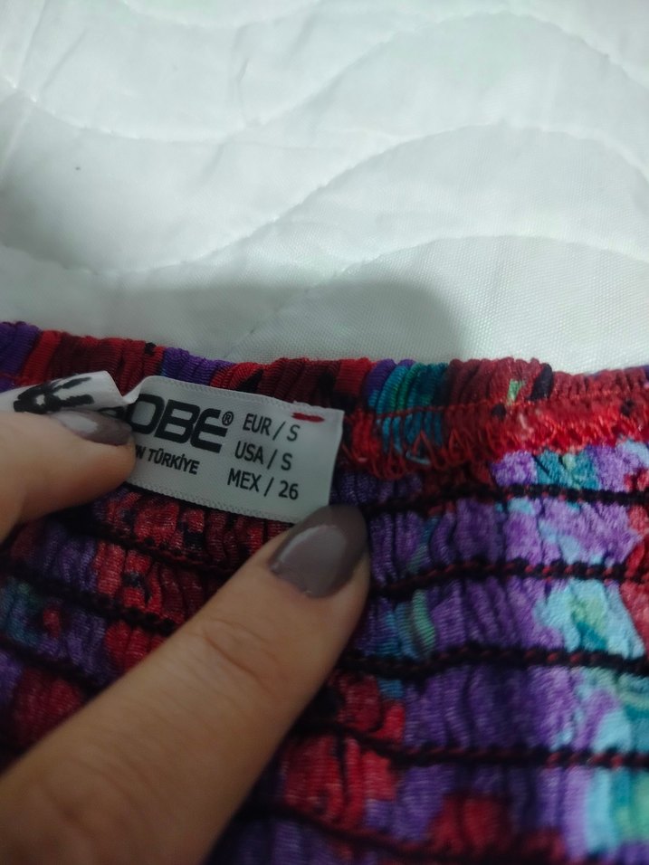 Uzun Mor Çiçekli Bohem Elbise - Görsel 3