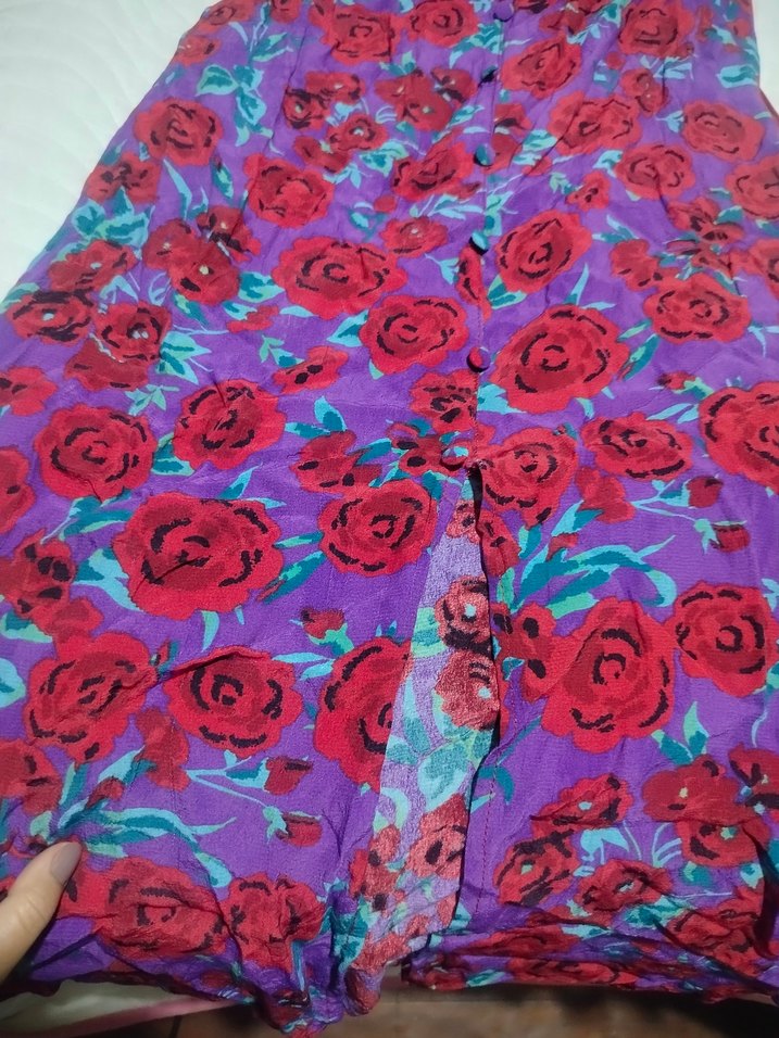 Uzun Mor Çiçekli Bohem Elbise - Görsel 4