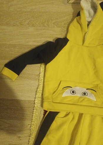 Diğer Kapüşonlu Sarı Erkek Bebek Takımı