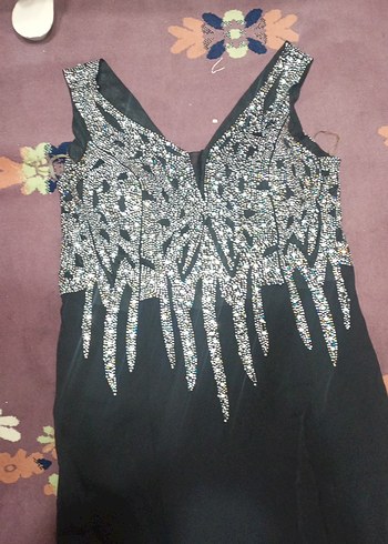 Diğer Uzun Siyah Straplez Gotik Abiye Elbise