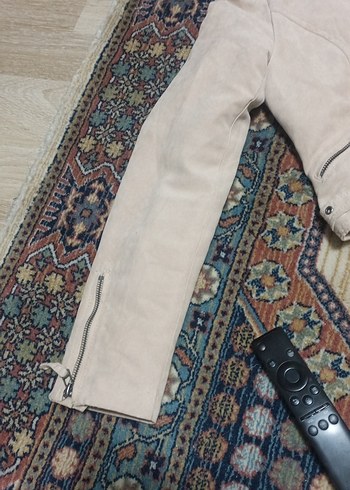 H&M Bej Süet Fermuarlı Kadın Ceket