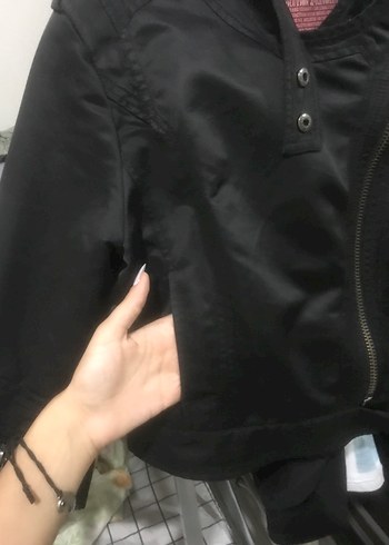m Beden Kadın Siyah Vintage Deri Kemerli Biker Ceket