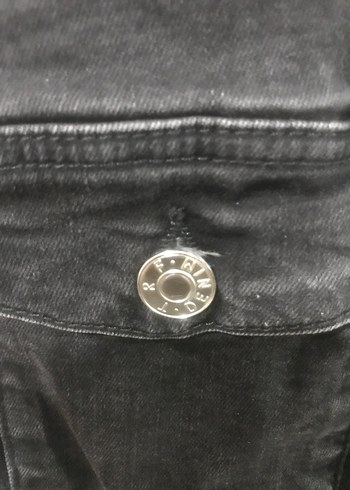 s Beden Siyah Düğmeli Kadın Denim elbise