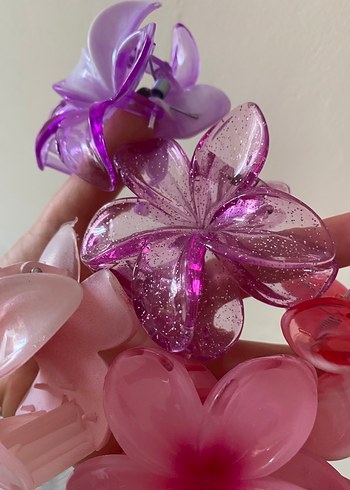 American Vintage Çiçek Desenli Renkli Plastik Saç Tokaları