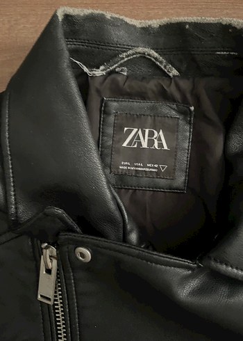 Zara Kadın Siyah Deri Biker Ceket