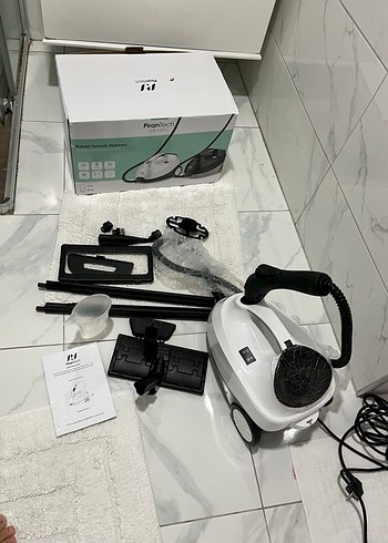Beyaz Gri Buharlı Temizlik Makinesi