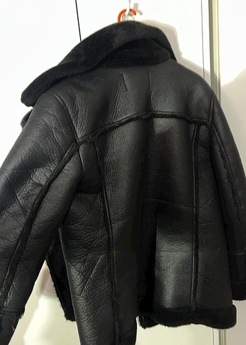 Kürk Detaylı Siyah Deri MONT - Görsel 6