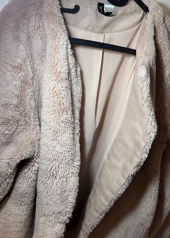 Pembe Kadın Kürk Detaylı Midi Boy Ceket - Görsel 7