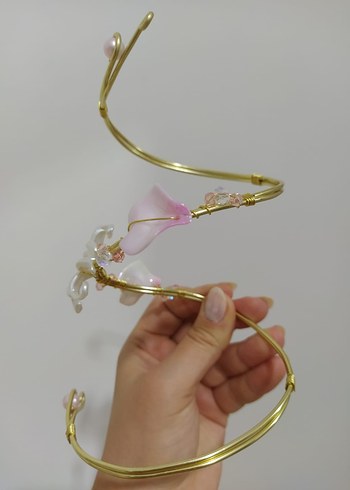 Beden Pembe Boncuklu Bohem Çiçekli armcuff