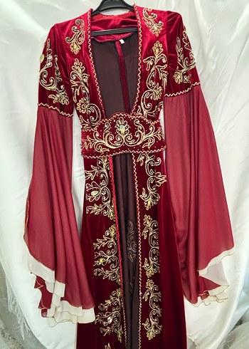Kaftan Bordo Kemerli