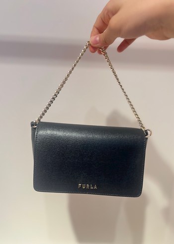 Furla Zincir Detaylı Siyah Deri Kadın Çanta