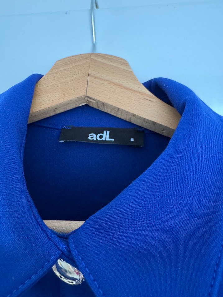 Düğmeli Mavi Mini Elbise - Görsel 2