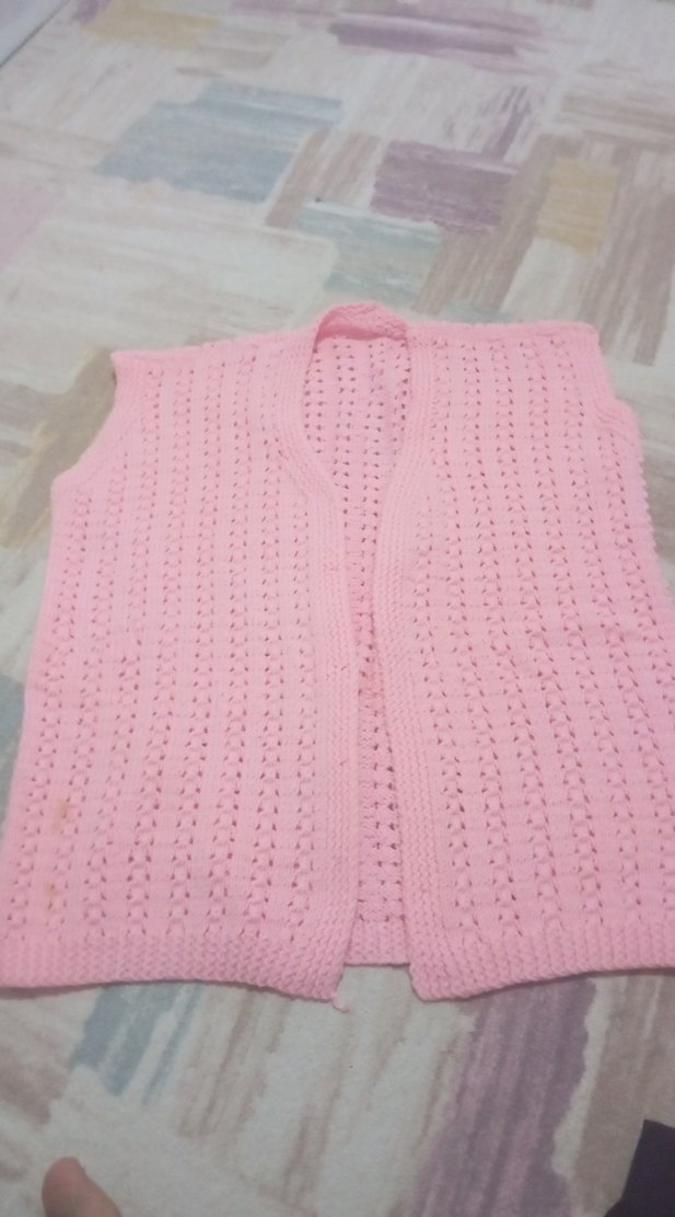 kadın Pembe Triko Kolsuz Hırka - Görsel 2