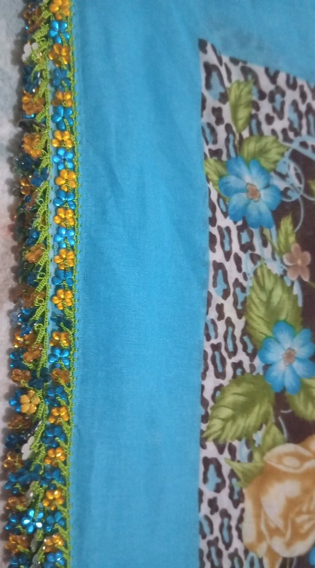 Boncuk İşlemeli Çok Renkli Kadın yazma - Görsel 2