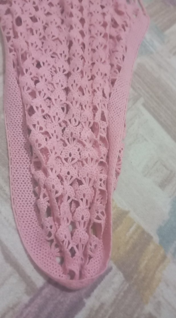 Pembe Dantel Detaylı Bohem Örgü Şal - Görsel 3