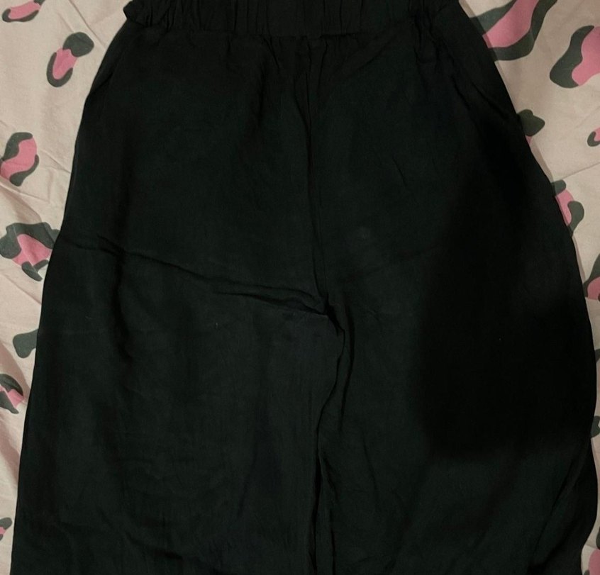 Kadın Siyah Keten Kumaş Kapri - Görsel 3