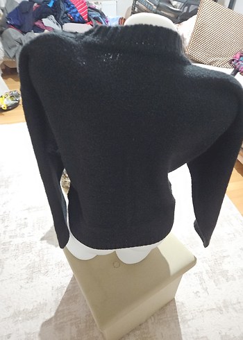 Siyah Örgü Kadın Kazak - Görsel 3