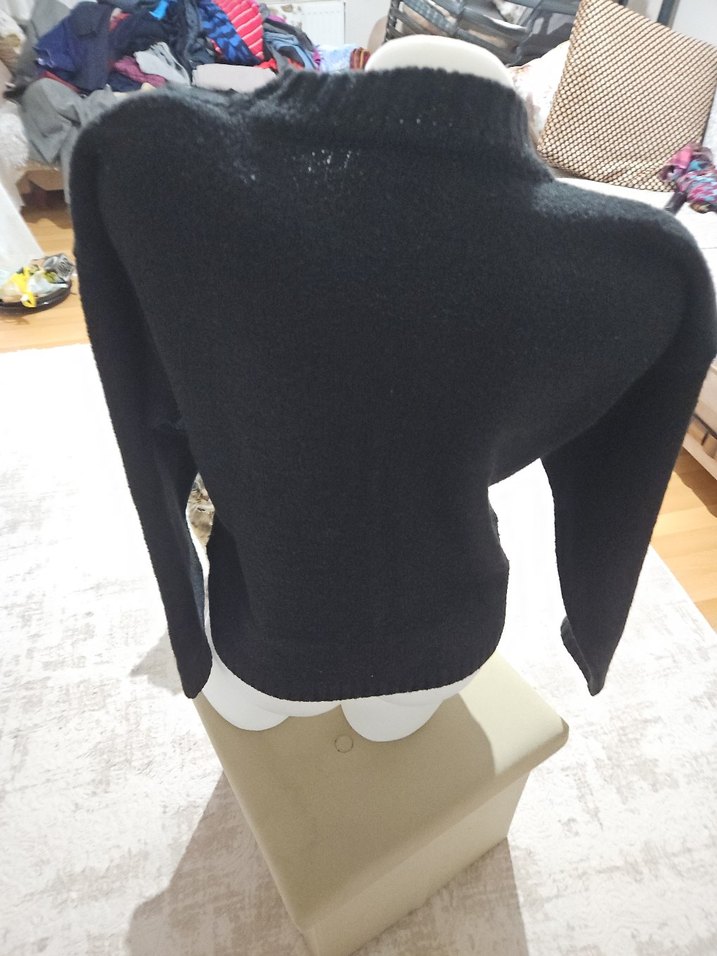 Siyah Örgü Kadın Kazak - Görsel 3