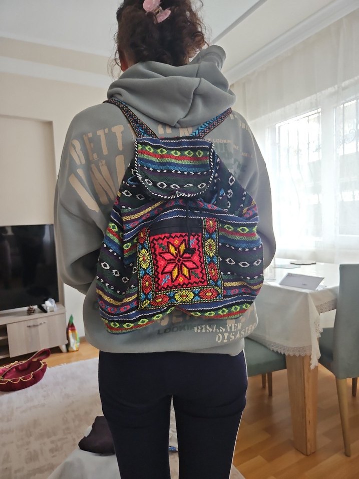 Renkli Nakışlı Bohem Kadın Sırt Çantası - Görsel 2