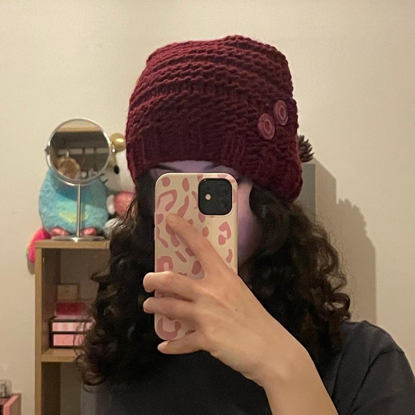 Bordo Örgü Kadın Bere - Görsel 2