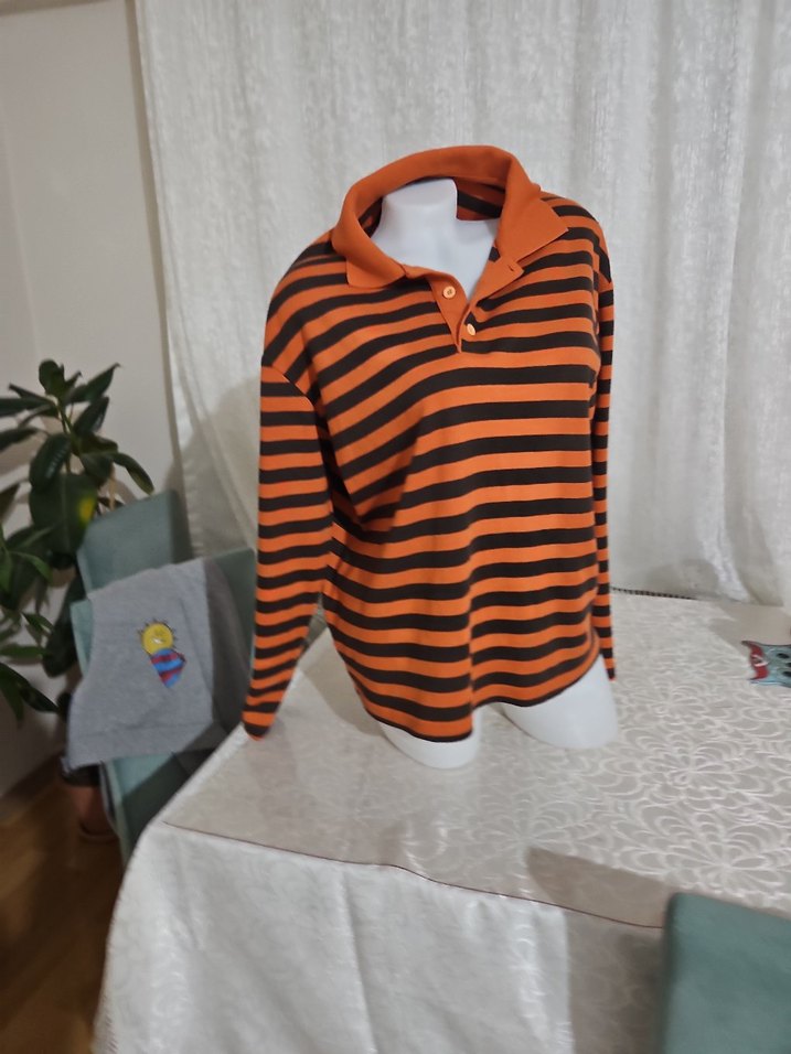 Çizgili Kahverengi Erkek Kazak - Görsel 4