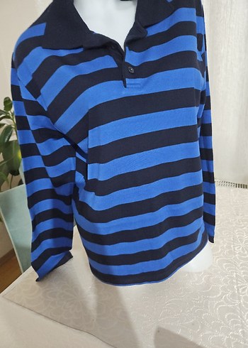 Mavi Çizgili Erkek Kazak - Görsel 2