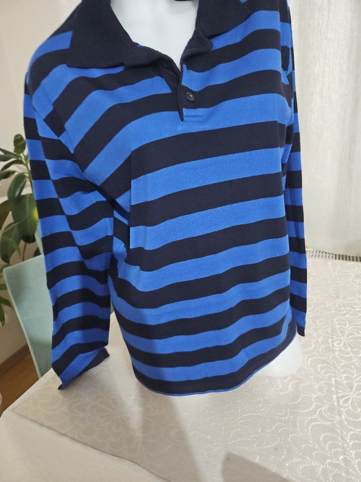 Mavi Çizgili Erkek Kazak - Görsel 2