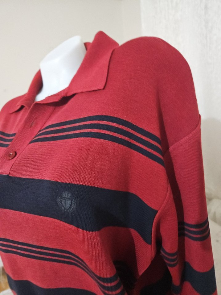 Bordo Siyah Çizgili Örgü Erkek Kazak - Görsel 2