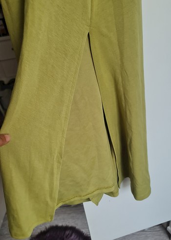 Askılı limon küf ü renkte  sırt dekolteli çok şık gece elbisesi - Görsel 4