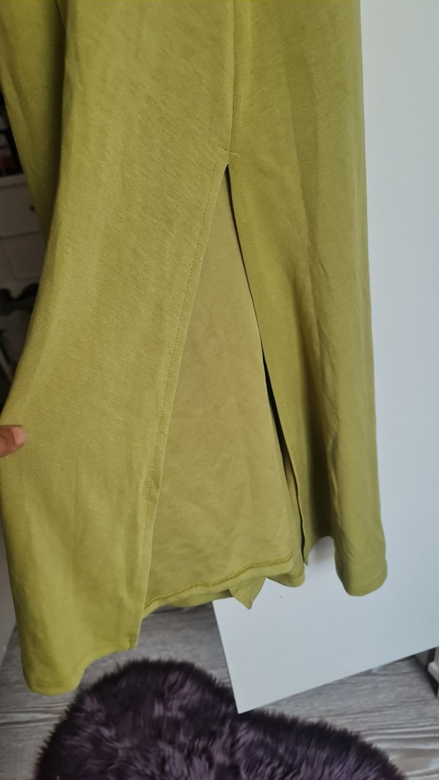 Askılı limon küf ü renkte  sırt dekolteli çok şık gece elbisesi - Görsel 4