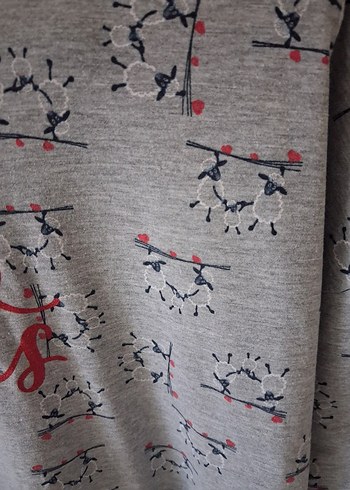 Pamuklu Gri Desenli Kısa Kollu Hamile Tişörtü - Görsel 6