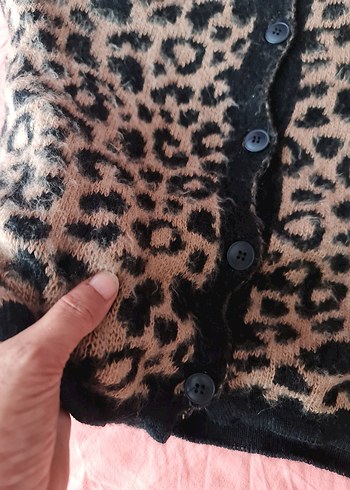 s Beden kahverengi Renk Kahverengi Leopar Desenli Kadın Hırka