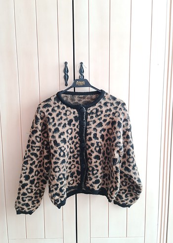 Mango Kahverengi Leopar Desenli Kadın Hırka