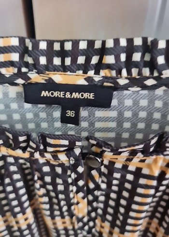 More&More Düğmeli Yüksek Yakalı Kadın Kareli Gömlek