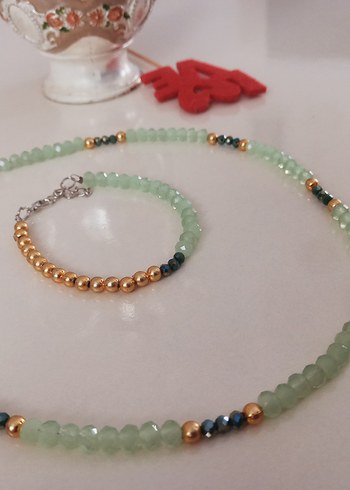 Bohem Mini Turkuaz Boncuklu Kolye ve Bileklik
