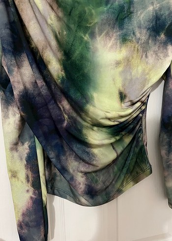 Drapeli Çok Renkli Balıkçı Yaka Bluz - Görsel 2