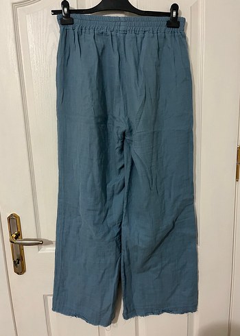 Bohem Mavi müslin Rahat Kadın Pantolon - Görsel 3