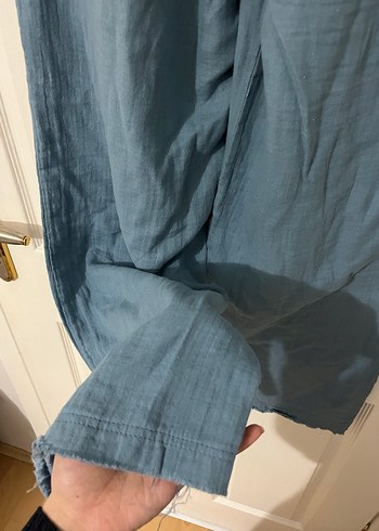 Bohem Mavi müslin Rahat Kadın Pantolon - Görsel 4