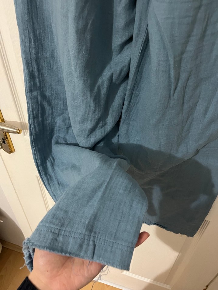 Bohem Mavi müslin Rahat Kadın Pantolon - Görsel 4